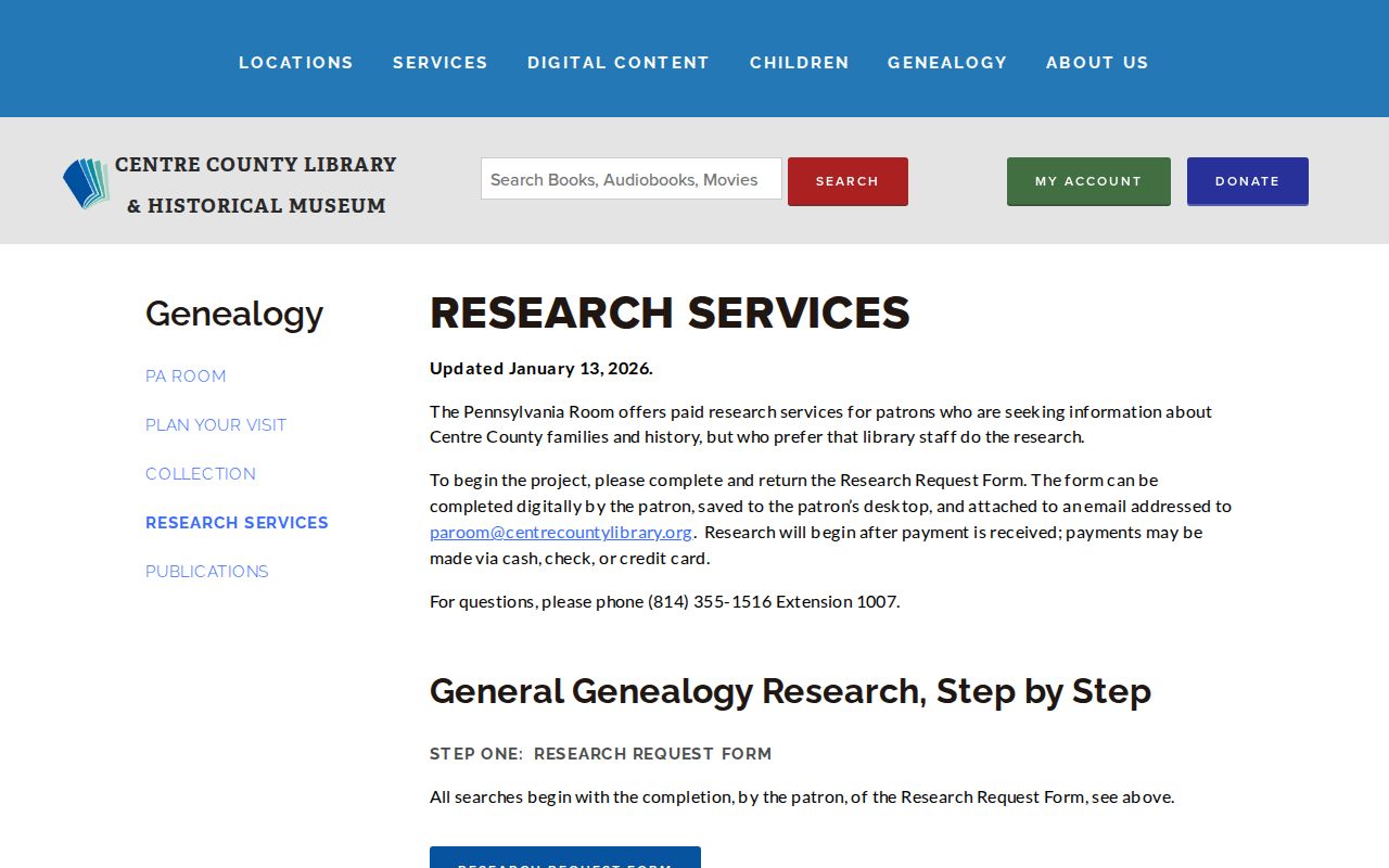 State College city directory research service at the Pennsylvania Room