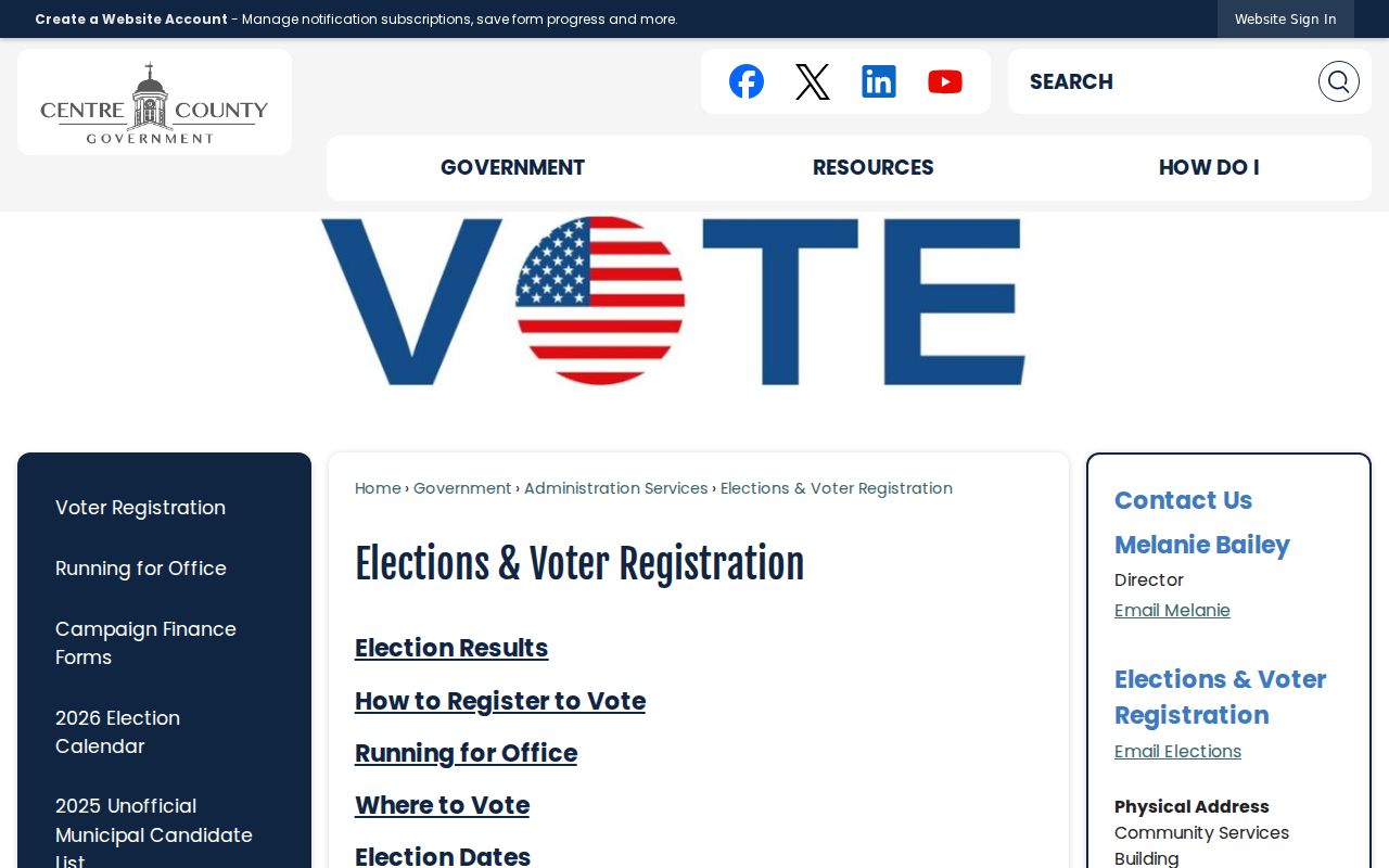 State College Borough residents directory election records at Centre County Elections