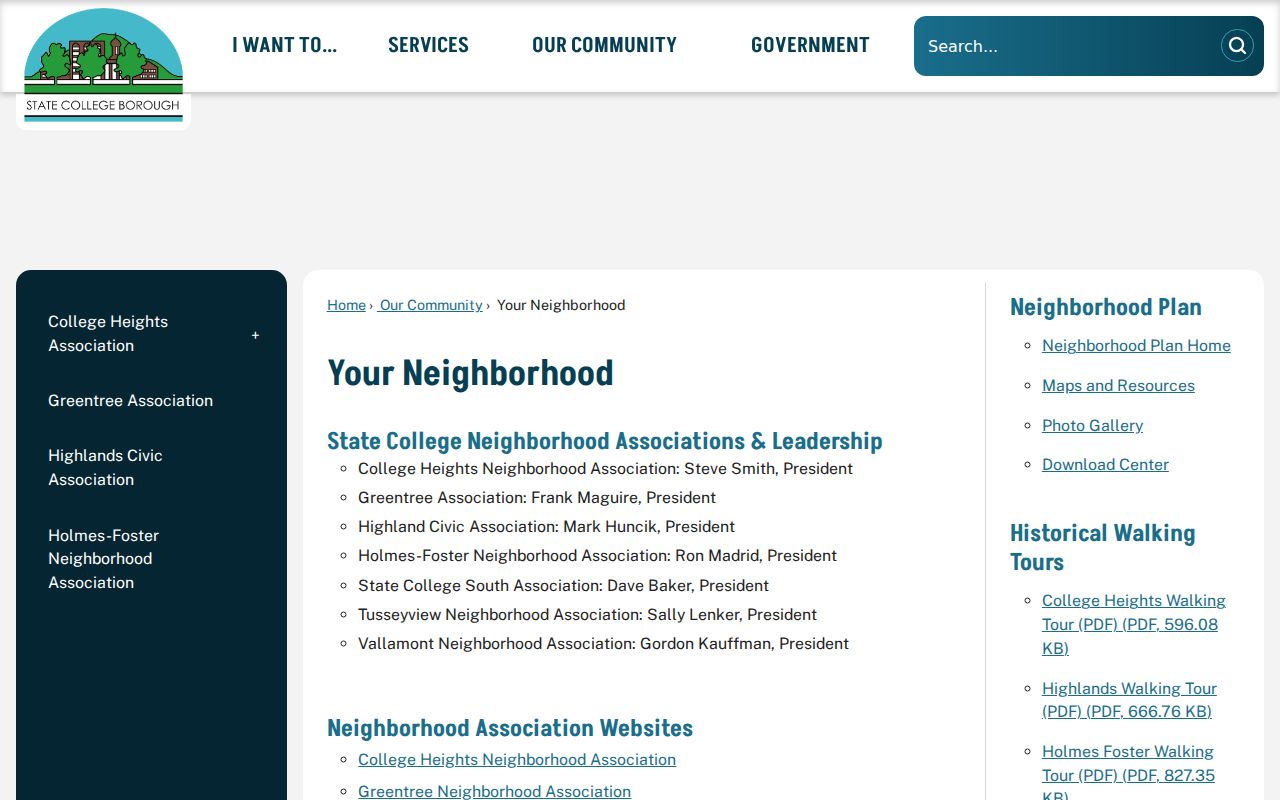 State College neighbors lookup through neighborhood associations