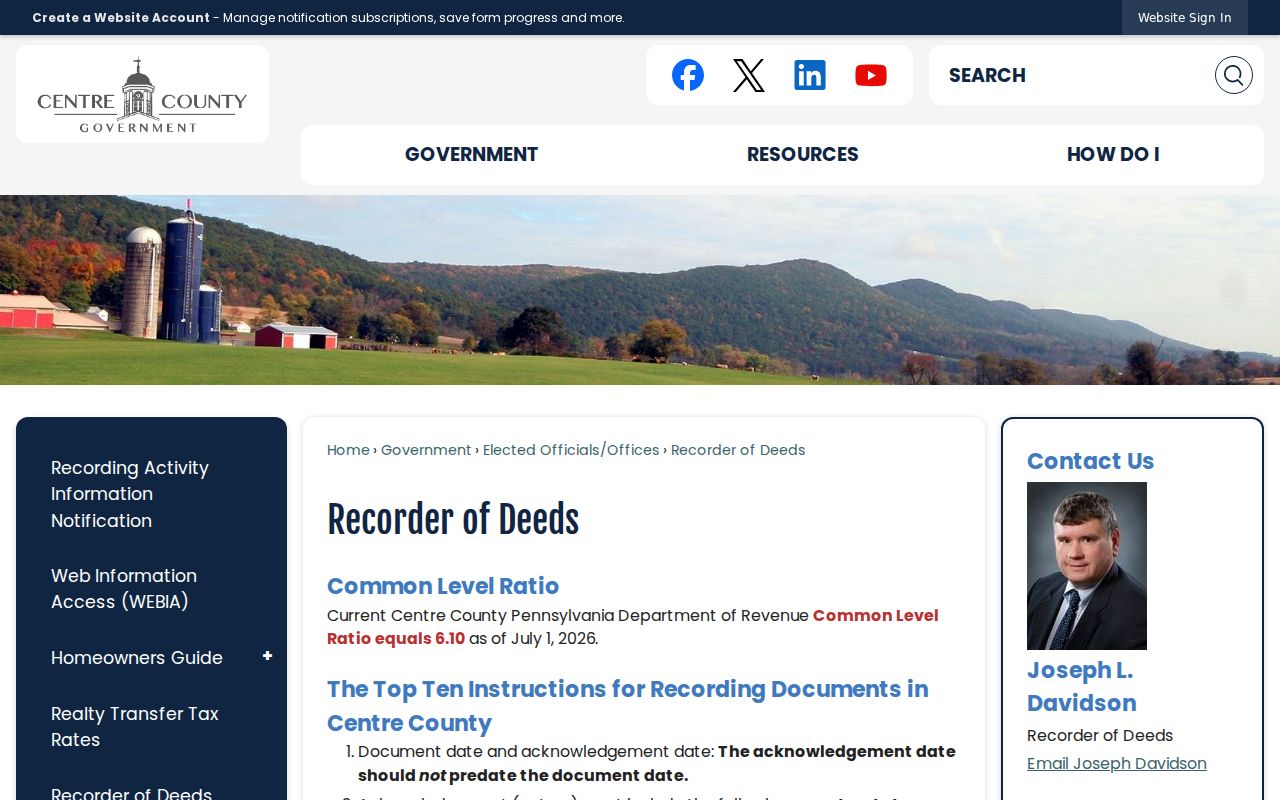 State College Borough street directory Centre County Recorder of Deeds