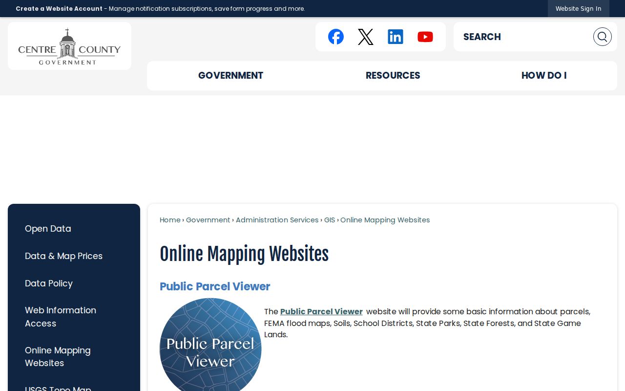State College Borough street directory public and subscription mapping options