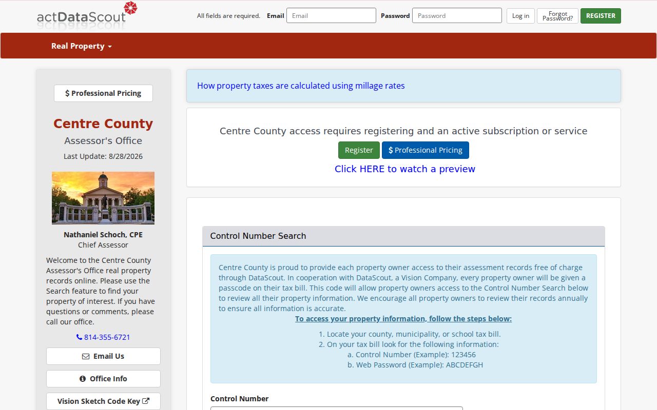 State College Borough street directory DataScout property search route